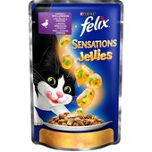 Влажный корм для кошек Purina Felix Sensations с уткой и шпинатом в желе