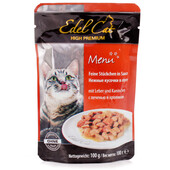 Влажный корм для кошек Edel Cat Нежные кусочки в соусе с печенью и кроликом