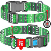 Ошейник для собак нейлоновый WauDog Nylon Этно, зеленый