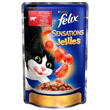 Влажный корм для кошек Purina Felix Sensations с говядиной и томатами в желе
