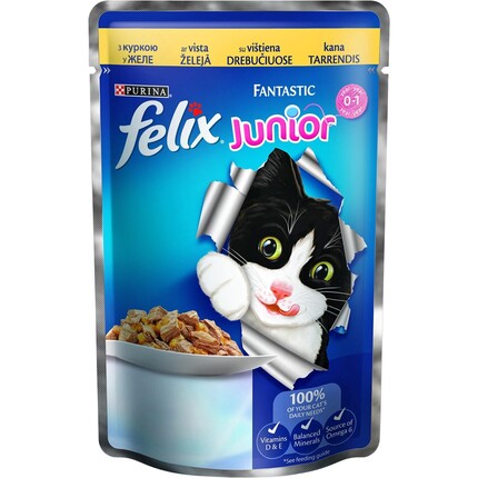 Влажный корм для котят Purina Felix Fantastic Junior с курицей в желе