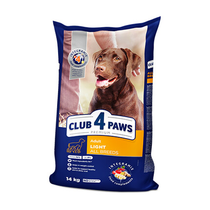 Сухой корм для собак Club 4 Paws Premium Adult Light All Breeds (Клуб 4 Лапы Премиум Для Взрослых Собак Всех Пород, Склонных К Полноте)