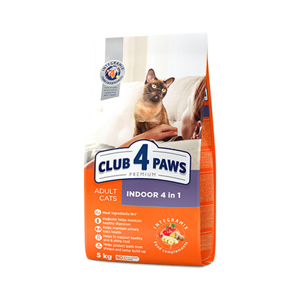 Сухой корм для кошек Club 4 Paws Premium Adult Indoor 4 in 1 (Клуб 4 Лапы Премиум Для Взрослых Кошек Живущих В Помещении 4 в 1)