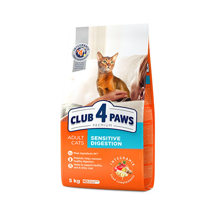 Сухой корм для кошек Club 4 Paws Premium Adult Sensitive Digestion (Клуб 4 Лапы Премиум Для Взрослых Кошек С Чувствительным Пищеварением)