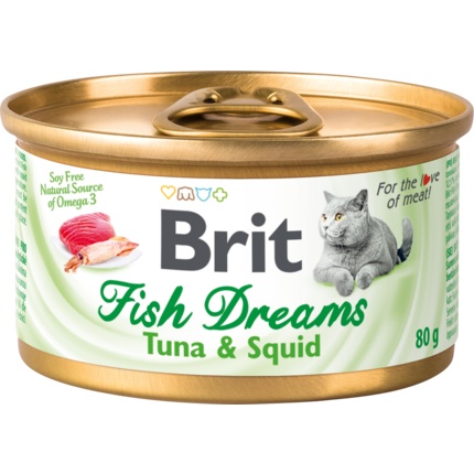 Влажный корм для кошек Brit Fish Dreams Tuna & Squid (Брит Фиш Дримс Тунец и Кальмар)