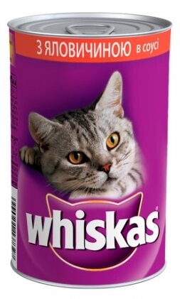 Консерва для кошек Whiskas с говядиной в соусе