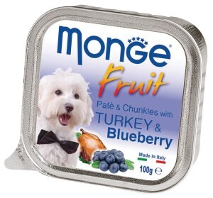 Влажный корм для собак Monge Fruit Turkey & Blueberry (Монж Фрут индейка с черникой)