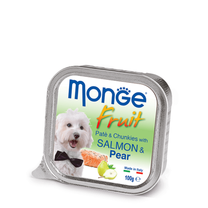 Влажный корм для собак Monge Fruit Salmon & Pear (Монж Фрут лосось с грушей)