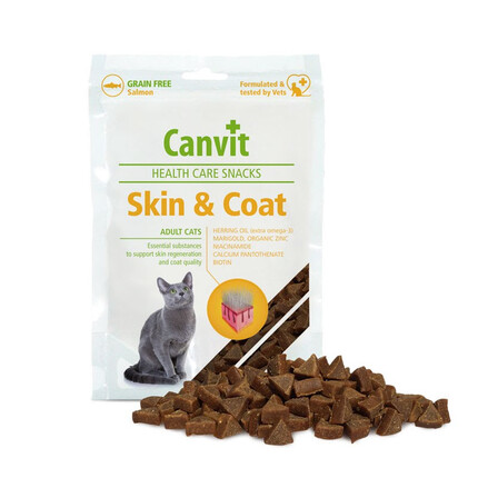 Полувлажные функциональные лакомства для кошек Canvit Skin & Coat