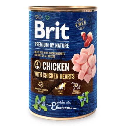 Влажный корм для собак Brit Premium By Nature Chicken with Chicken Hearts (с курицей и куринными сердечками)