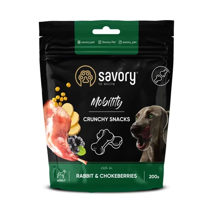 Лакомства для собак Savory Mobility Crunchy Snacks Rabbit & Chokeberries (кролик та чорноплідна горобина)