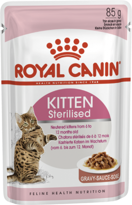 Влажный корм для котят Royal Canin Kitten Sterilised Sauce (Роял Канин Киттен Стерилайзд кусочки в соусе)